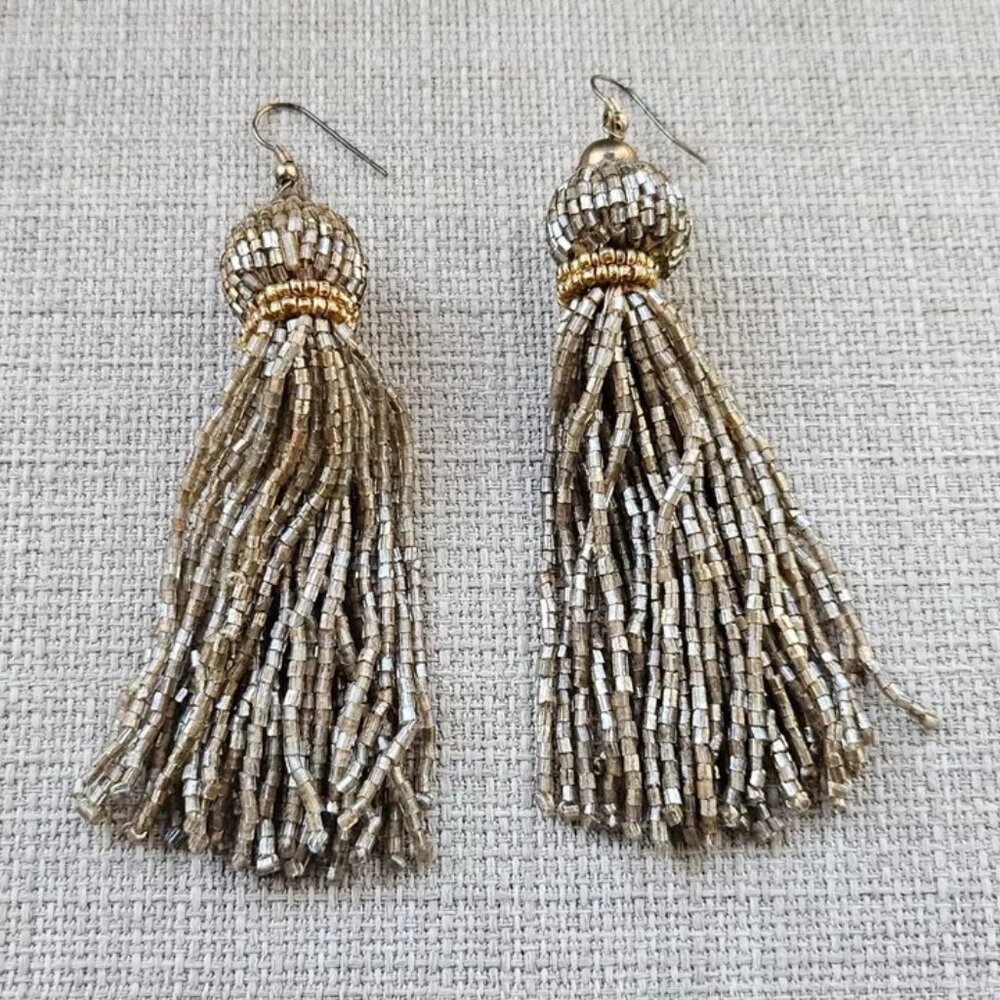 Women Earrings Gold Tone Beads Drop Down Ear Fashion Jewelry Earrings Unbranded